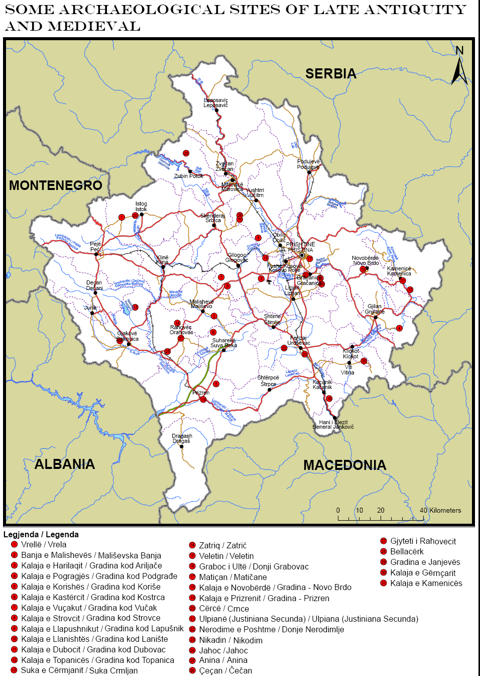Late Antiquity and Medieval Period sites in Kosovo