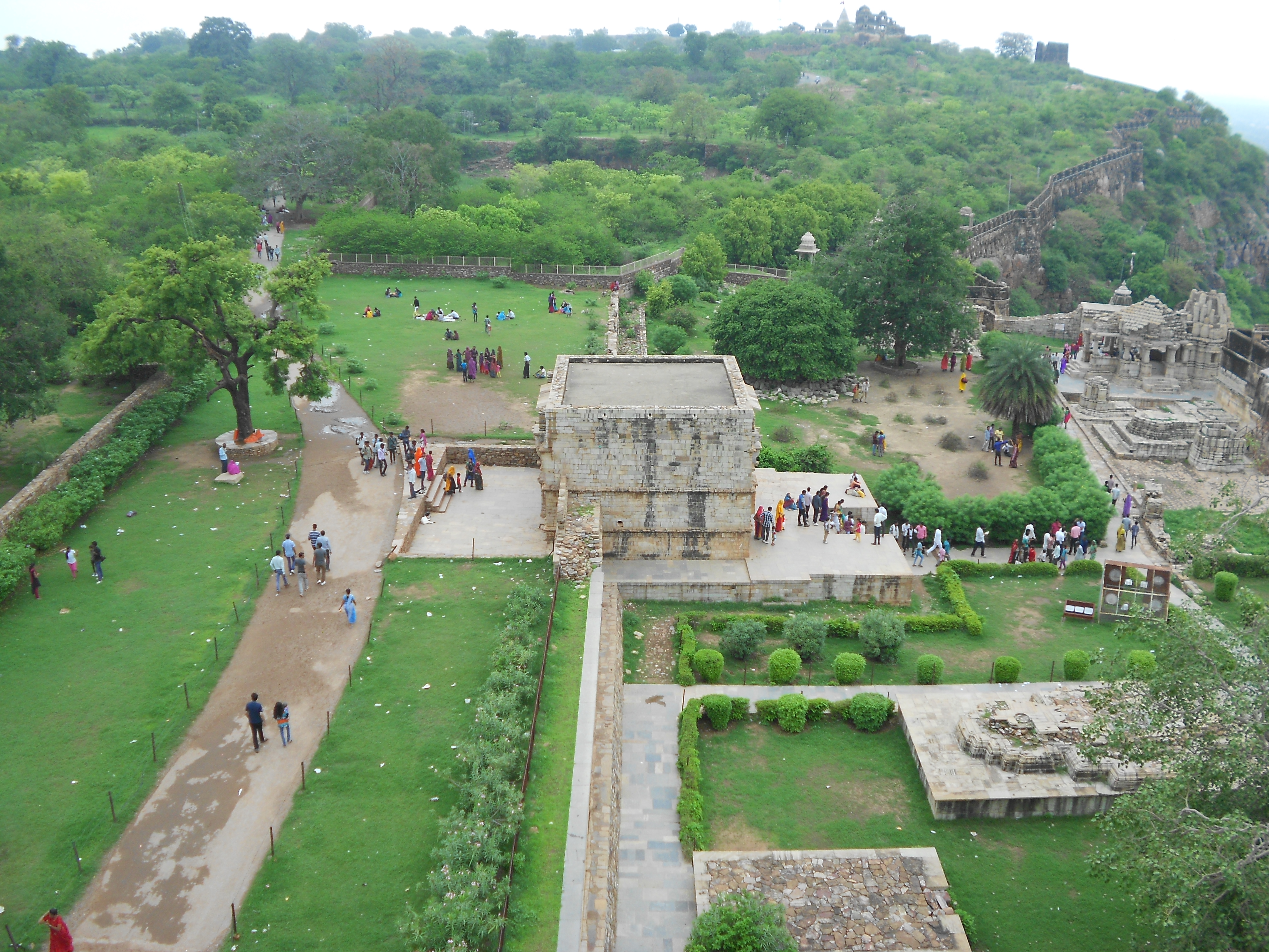 text|Chittorgarh Fort which Rana wanted to reclaim. Also seen is Vijay Stambha along with Gaumukh Reservoir.