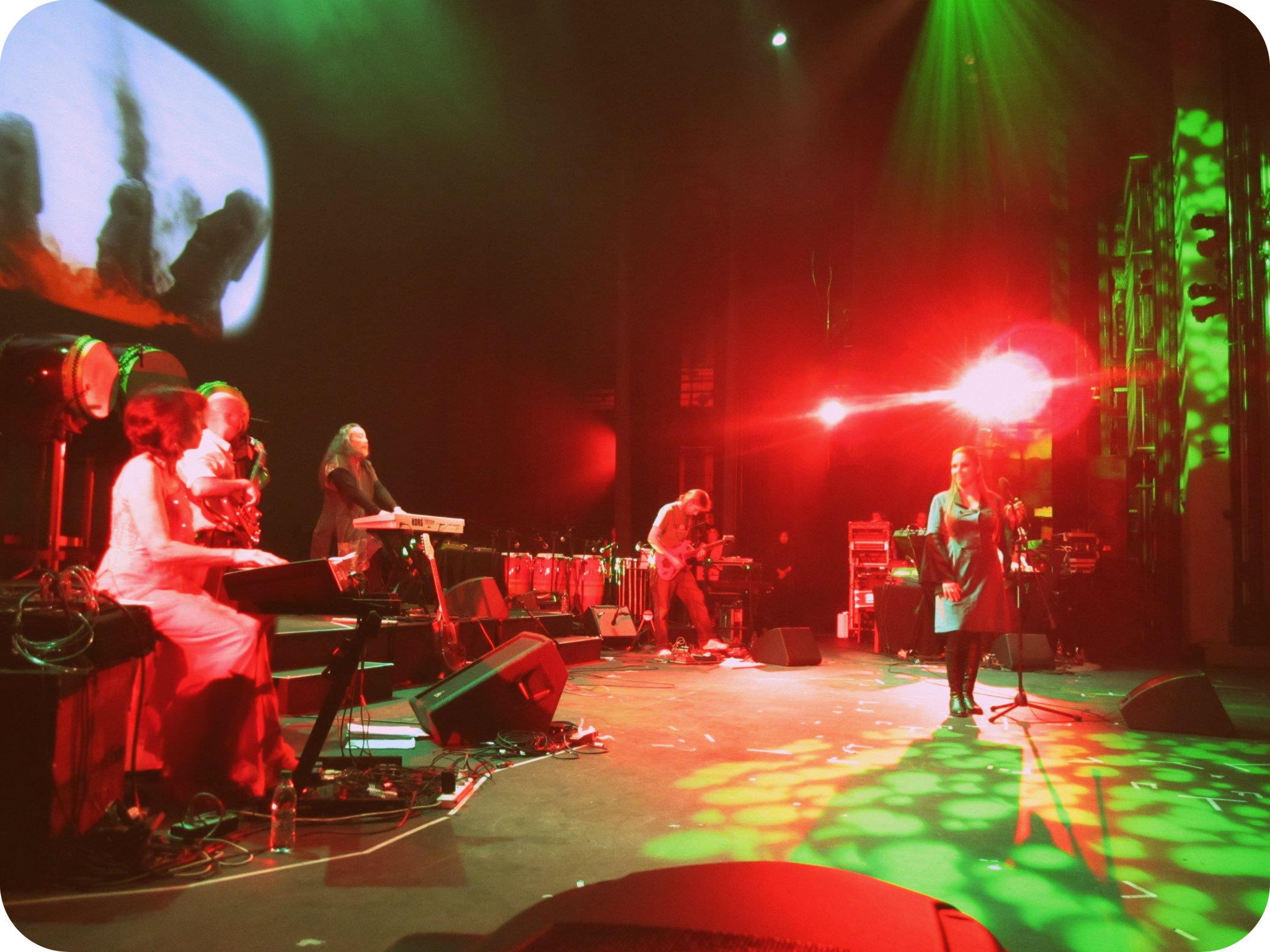 Maika Ceres on stage with Kitaro and Suzanne Ciani, March 2012.