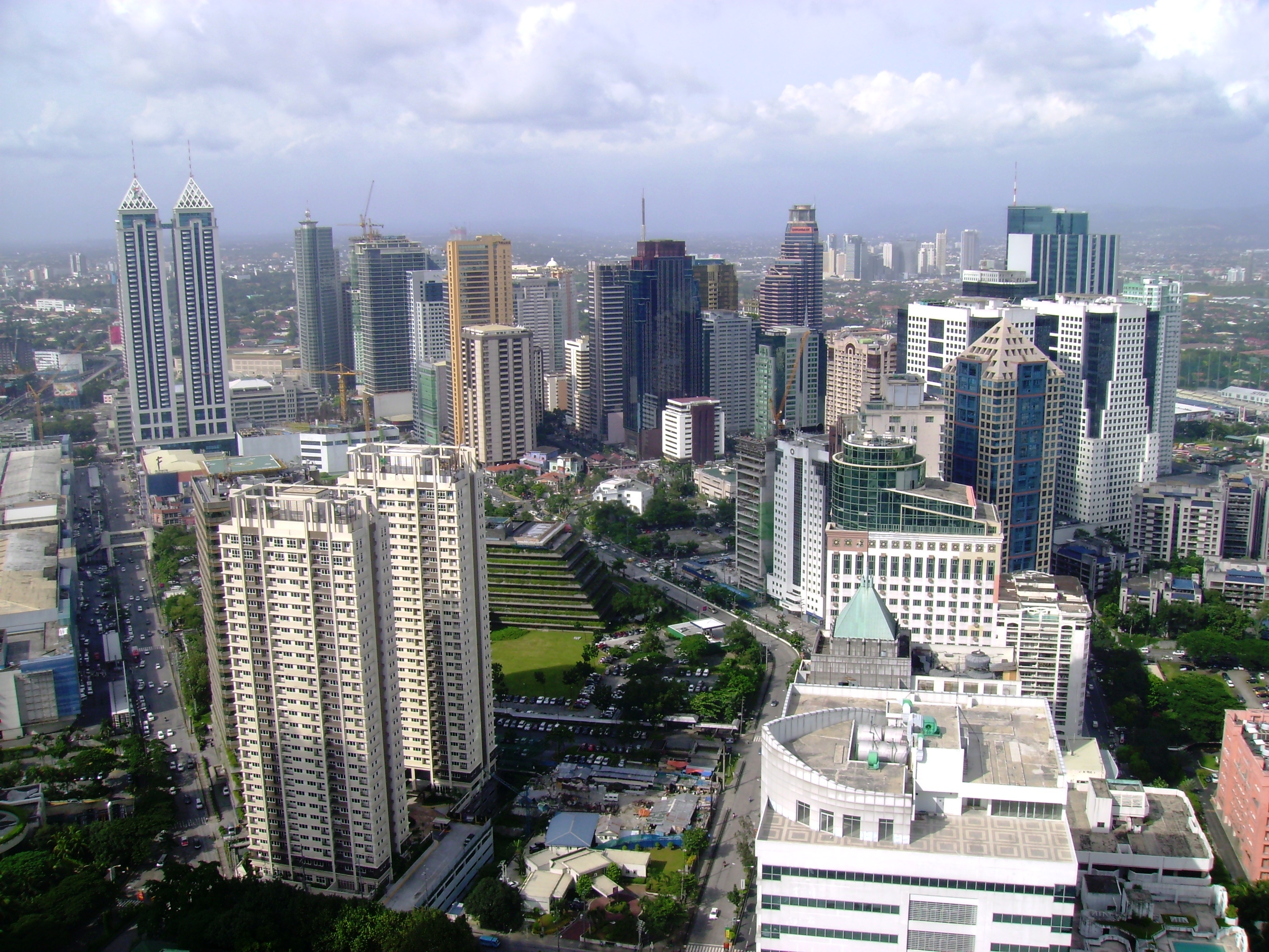 Aerial view of San Miguel Avenue in Ortigas Center looking north