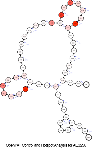  A compressed trace control flow graph generated for AES256 by OpenPAT.