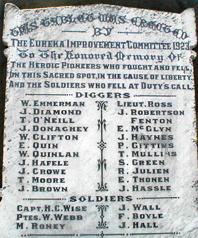 1886 Memorial stone at the Eureka Monument