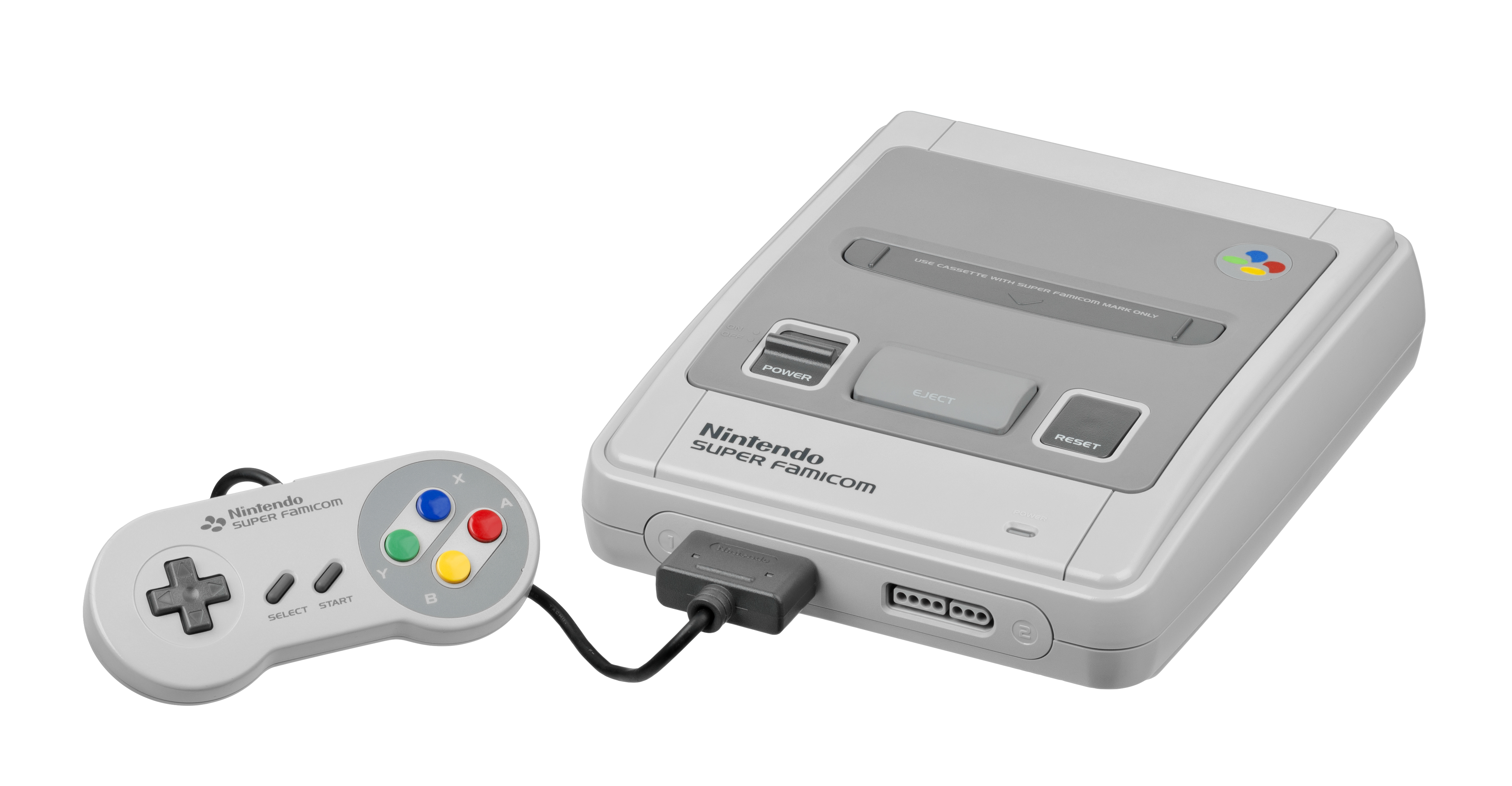 A Super Famicom game console. The Super Famicom Box system incorporated hardware from the console.