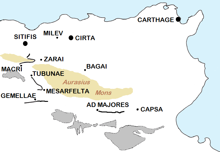 Capsa in Roman times was near the "limes romanus" called Fossatum Africae