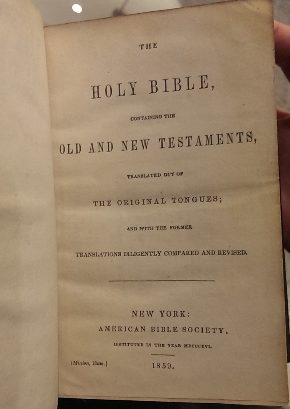 Overland Mail Company Bible title page Overland Mail Company Bible title page