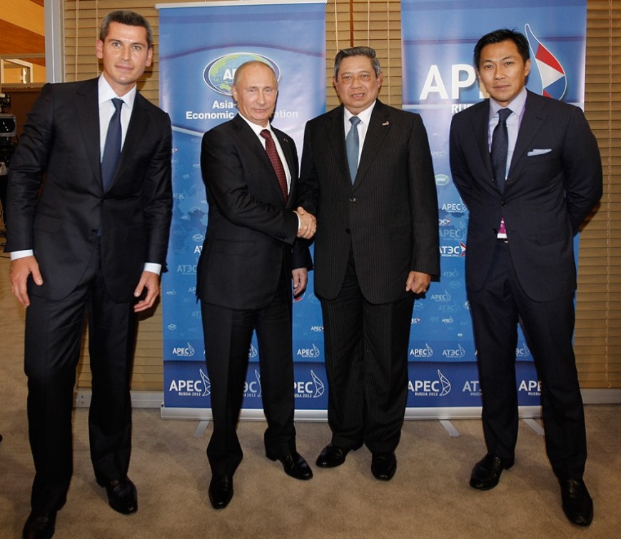 Wishnu Wardhana, President Vladimir Putin, President Susilo Bambang Yudhoyono, and Ziyavudin Magomedov - APEC CEO Summit 2012