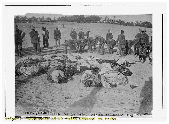Consequences of Sciara Sciatt: execution of 30 Turks dressed as Arabs