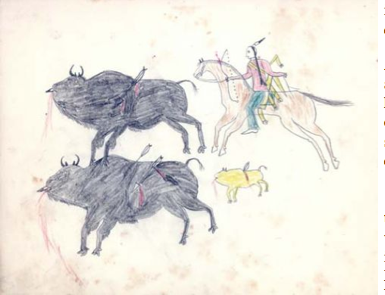 Buffalo Hunt by Baldwin Blue Horse. Carlisle, PA, c.1880