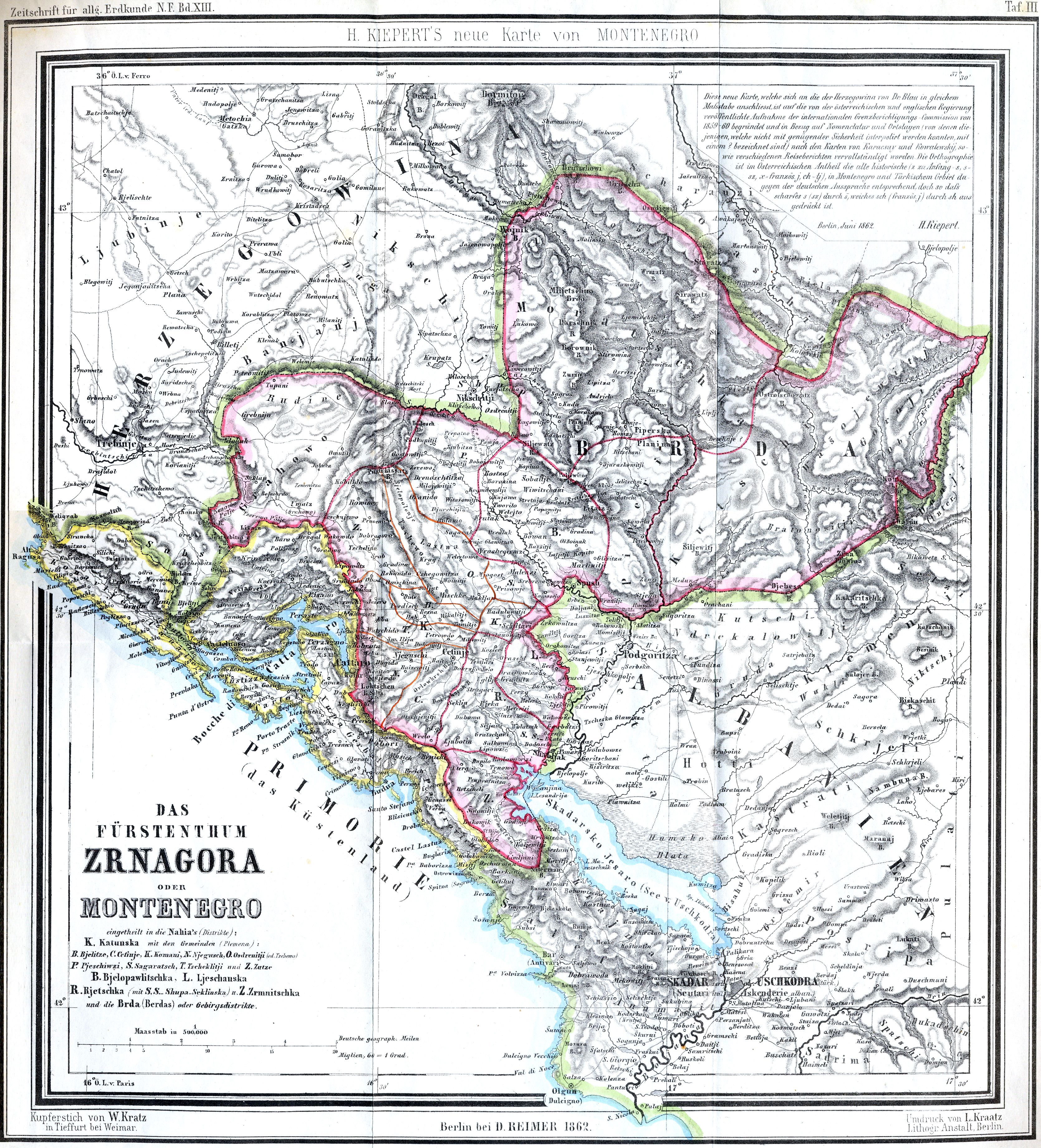Older map of the Bay of Kotor Older map of the Bay of Kotor