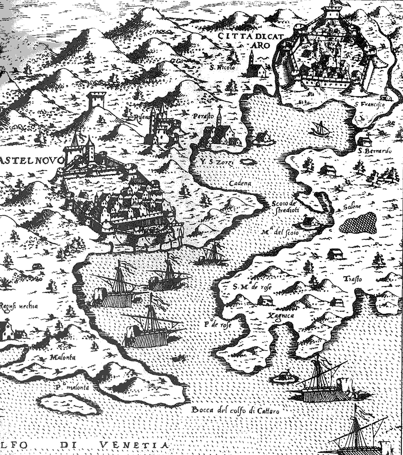 A historical map of the Kotor area