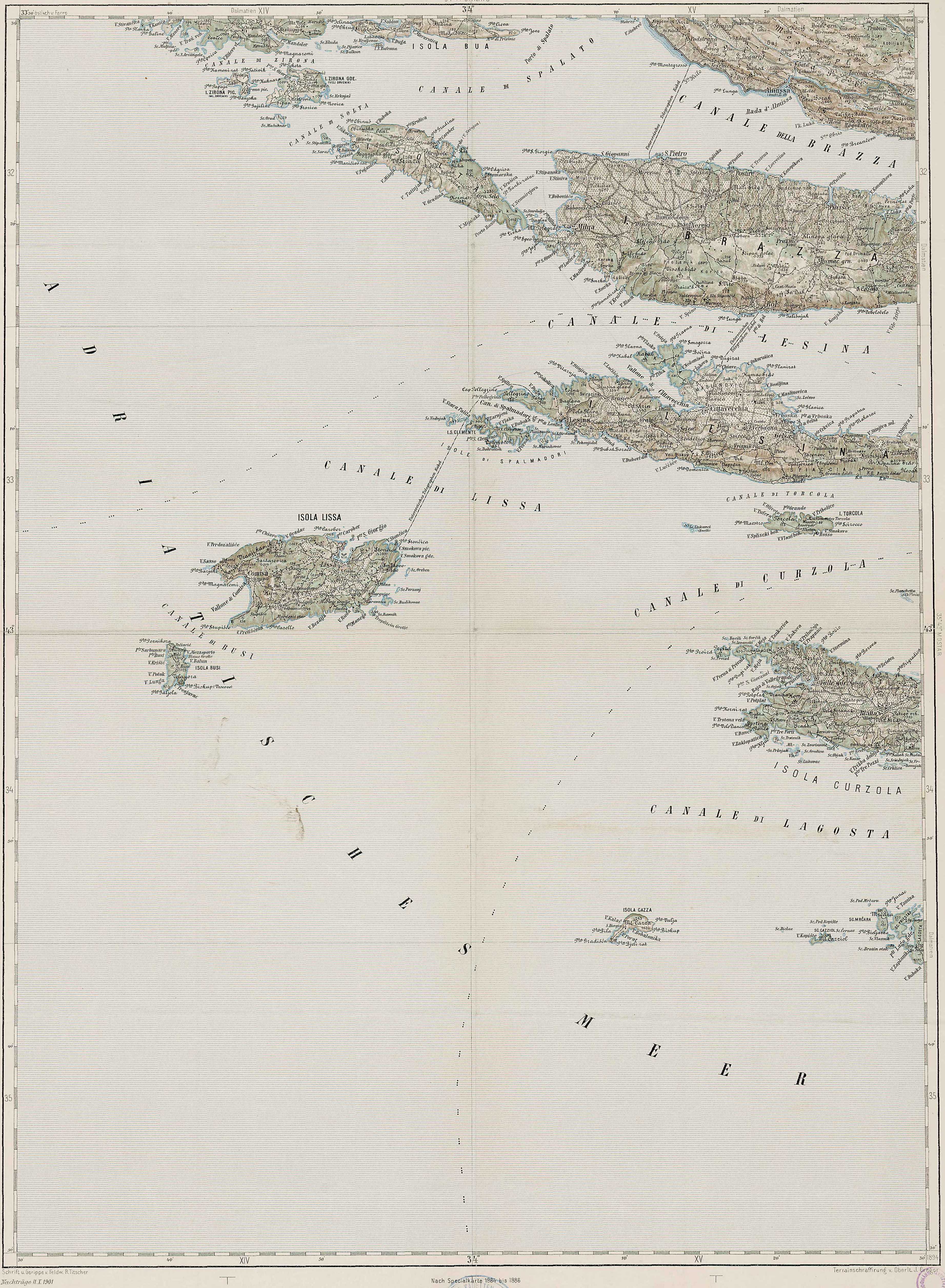 The island of Vis and surroundings The island of Vis and surroundings