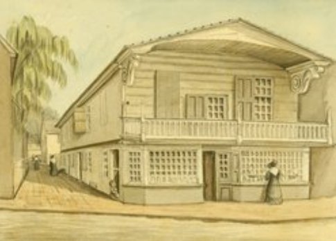 250 px|Benjamin Loxley house, 1828 watercolor 177 South Second Street, Old Philadelphia