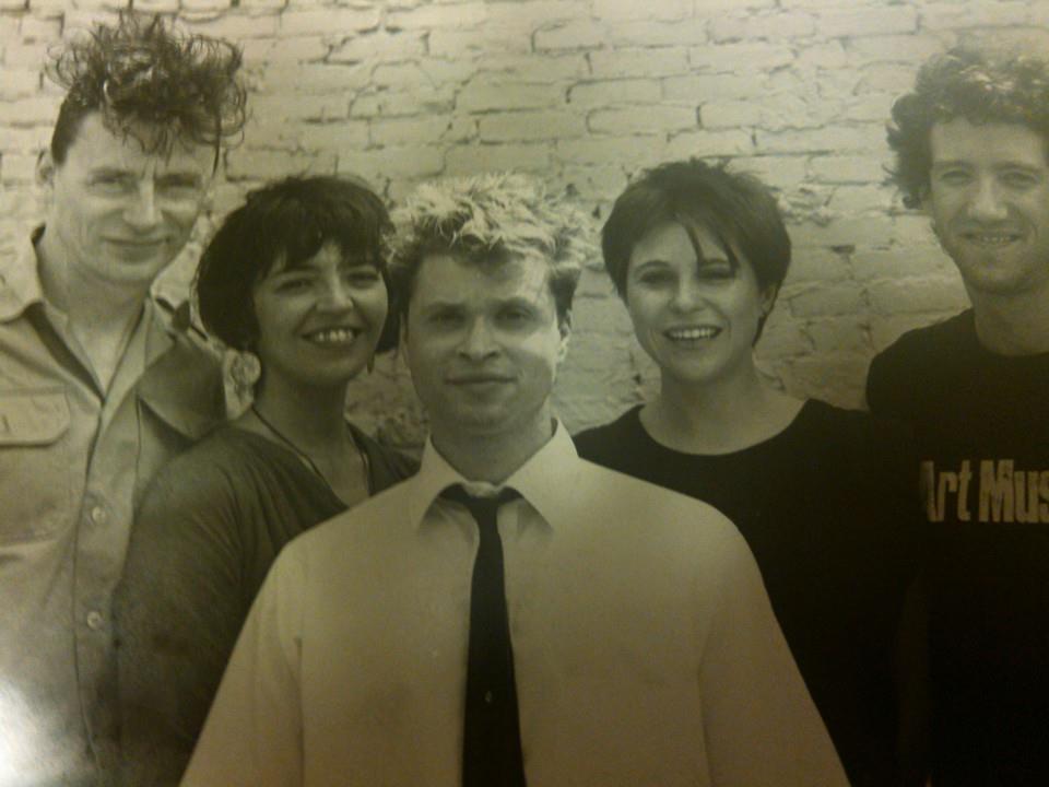 From left to right: Francis Ford (photo editor), Therese Gantz (business manager and co-publisher), Sam Woodburn (sales manager), Debra Brehmer (editor and publisher), Bob dupha Friedman (music writer). 