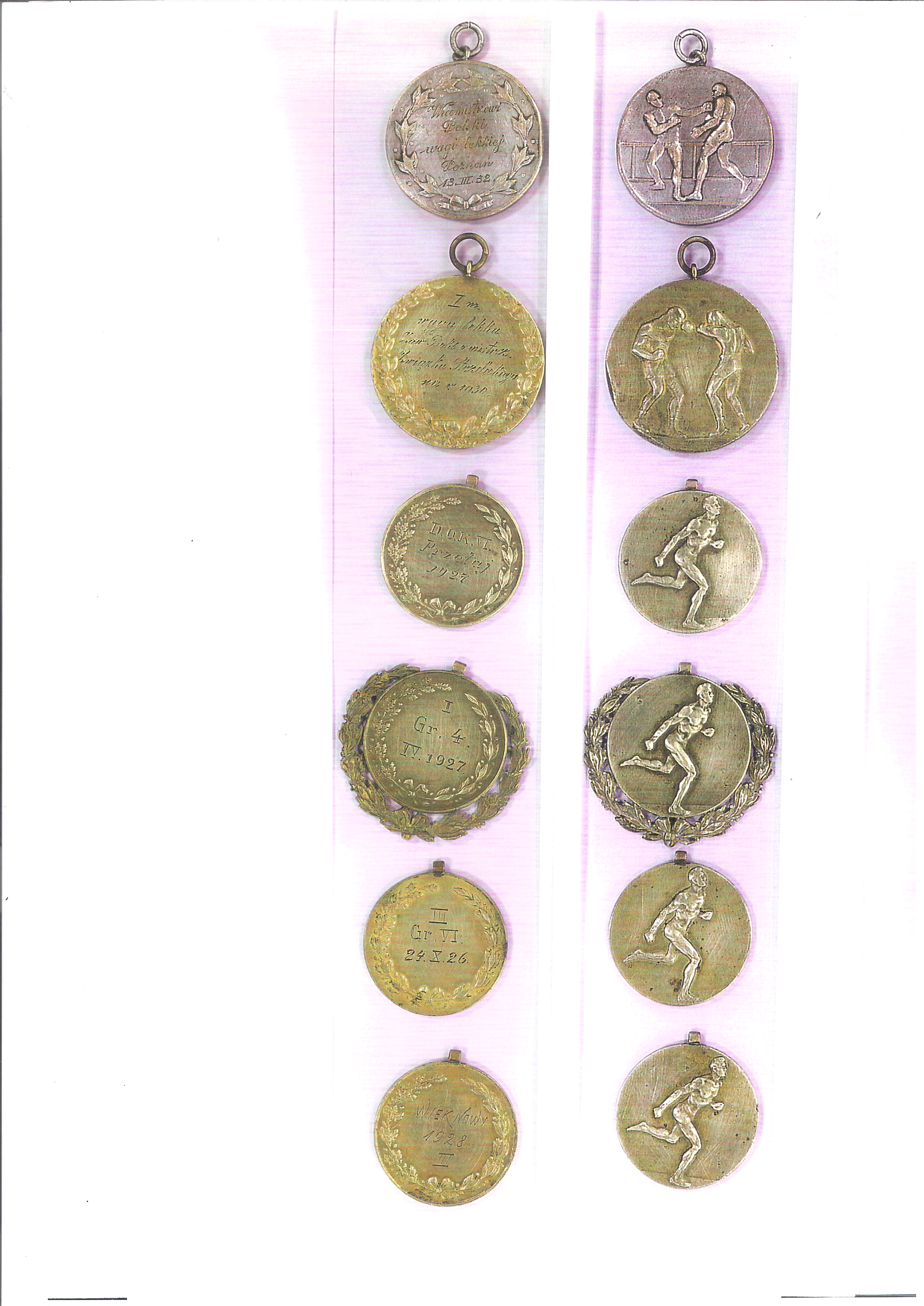 Lightweight Vice-Champion of Poland Boxing Championships - March 13th., 1932 r., Poznań; 1st.pl. in Lightweight Class of Boxing Competition for Shooting Club Championship for 1930;1 O.K. 6 Cross Country Run 1927;I Gr. 4 IV 1927;III Gr. VI 24 X 1926r.;New Century 1928 III.