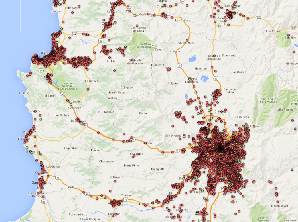 Smartphone network in Santiago area on December 5, 2015