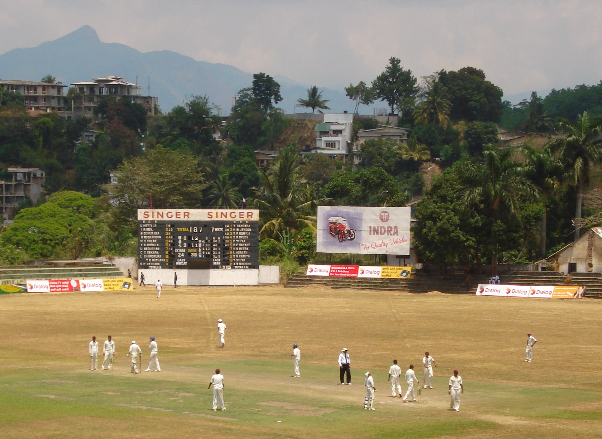 Bowlers have taken seventeen five-wicket hauls in Tests played at Asgiriya Stadium.|alt=Asgiriya Stadium in Kandy, Sri Lanka