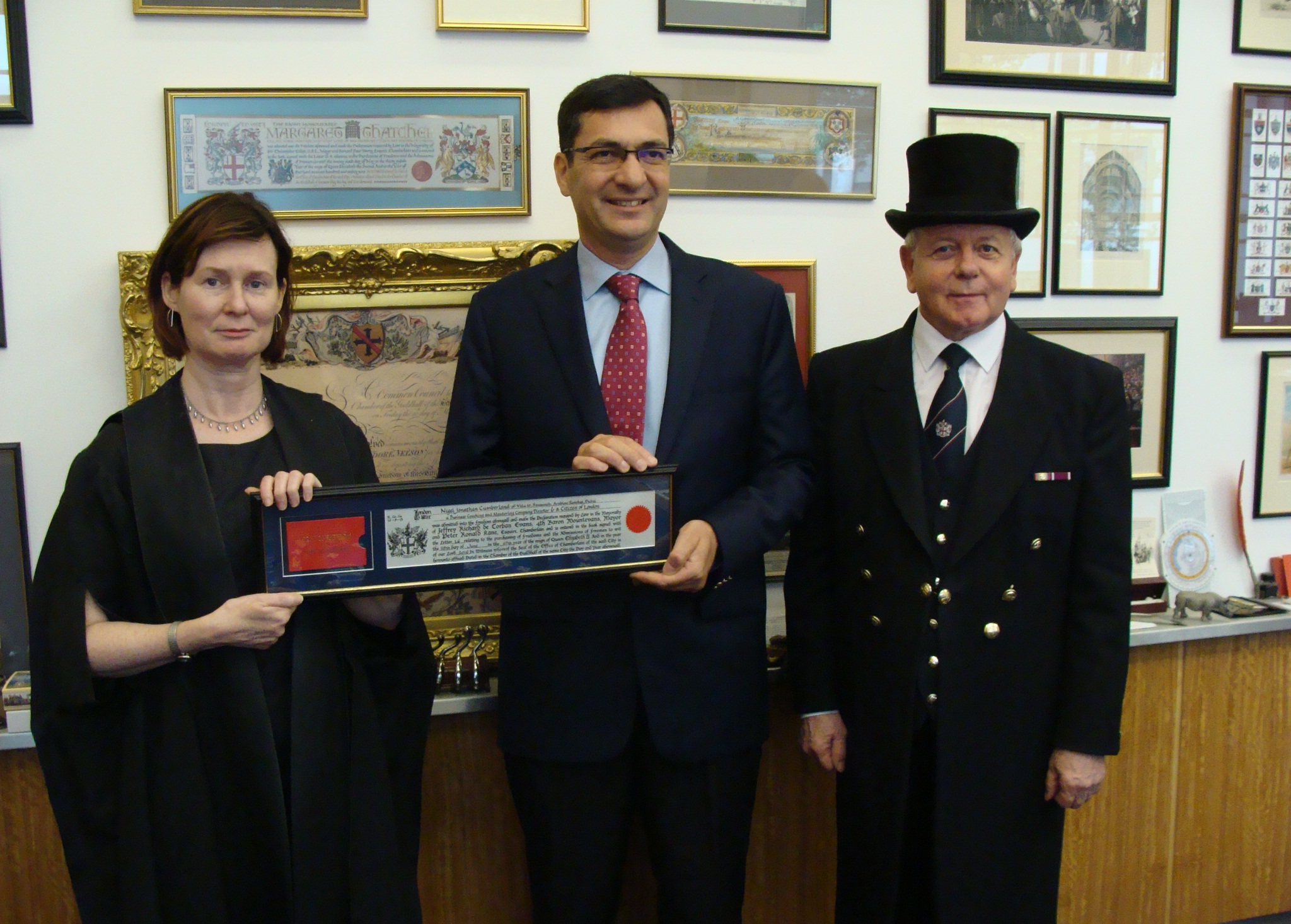 Cumberland receiving the Freedom of the City of London at a June 2016 ceremony in a court of London's Guildhall