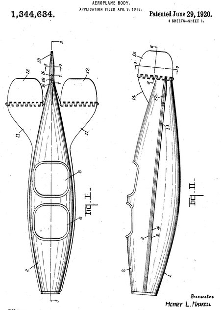 Haskell aeroplane body patent