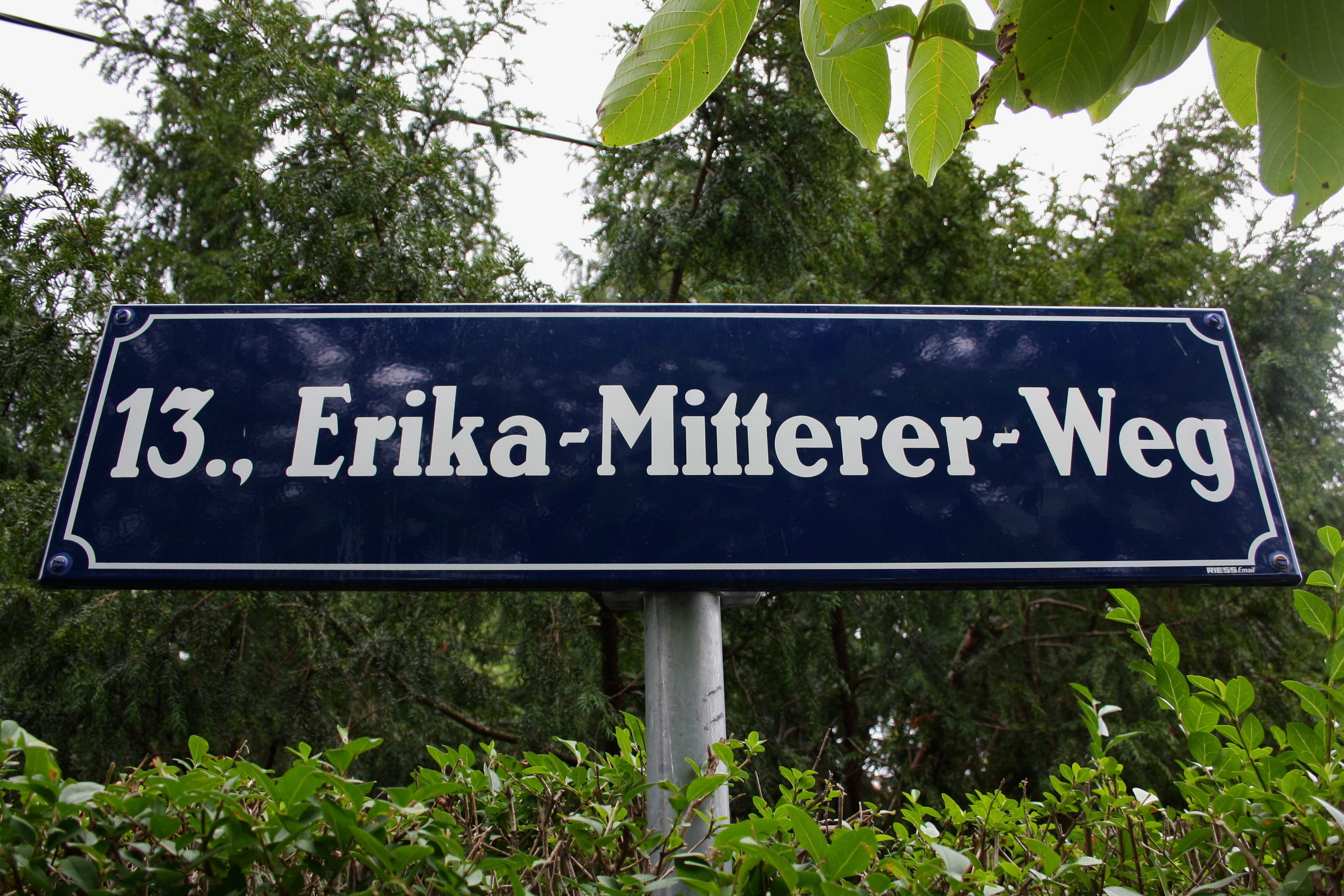 Sign for Erika Mitterer road in Vienna|alt=Sign for Erika Mitterer road in Vienna