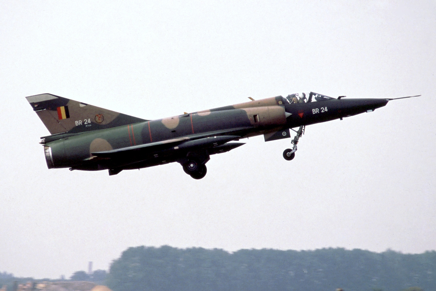 A Mirage 5BR of 42nd Squadron takes off in 1989