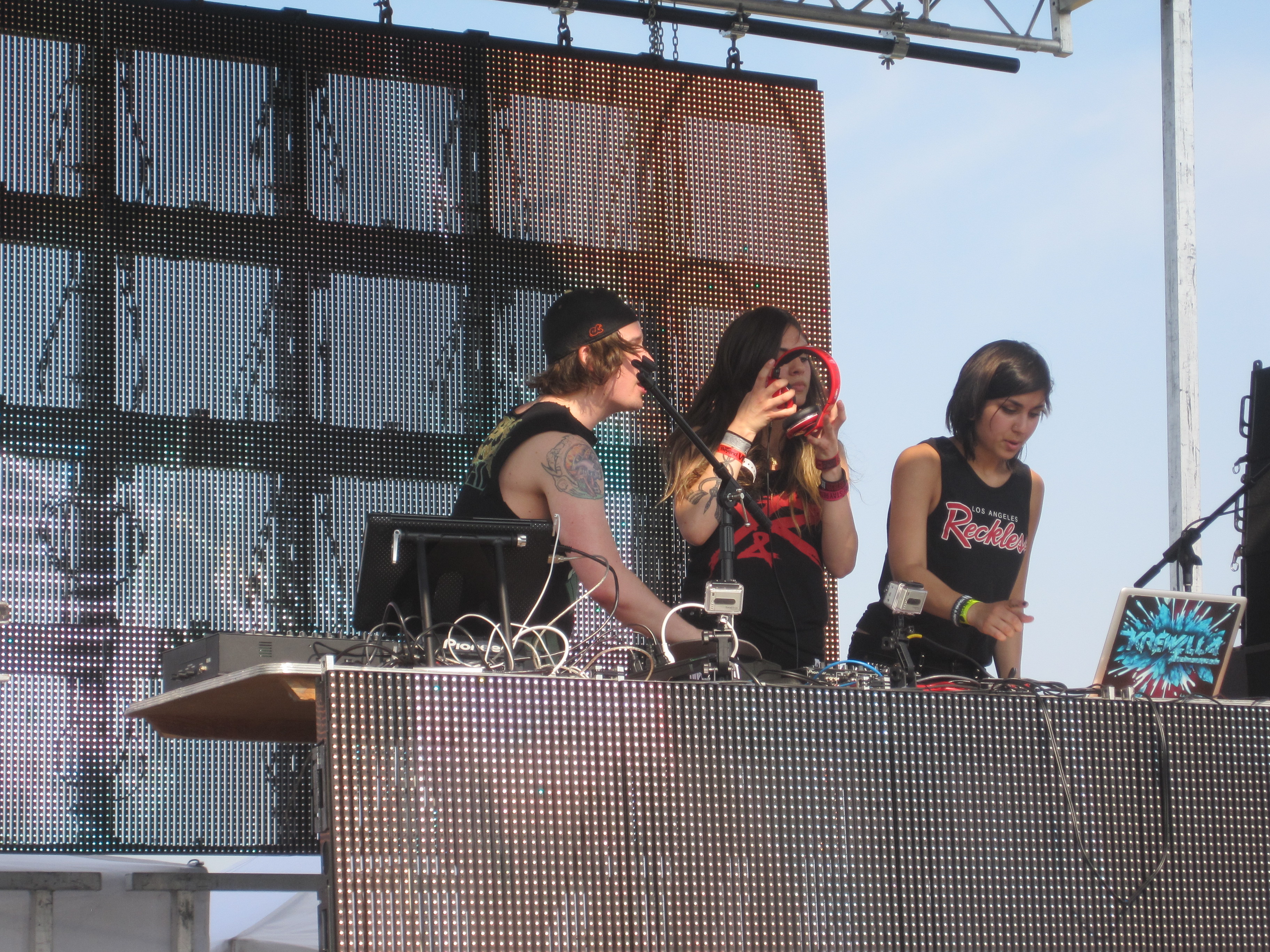Krewella performing at the Indianapolis Motor Speedway in Speedway, Indiana in 2012.