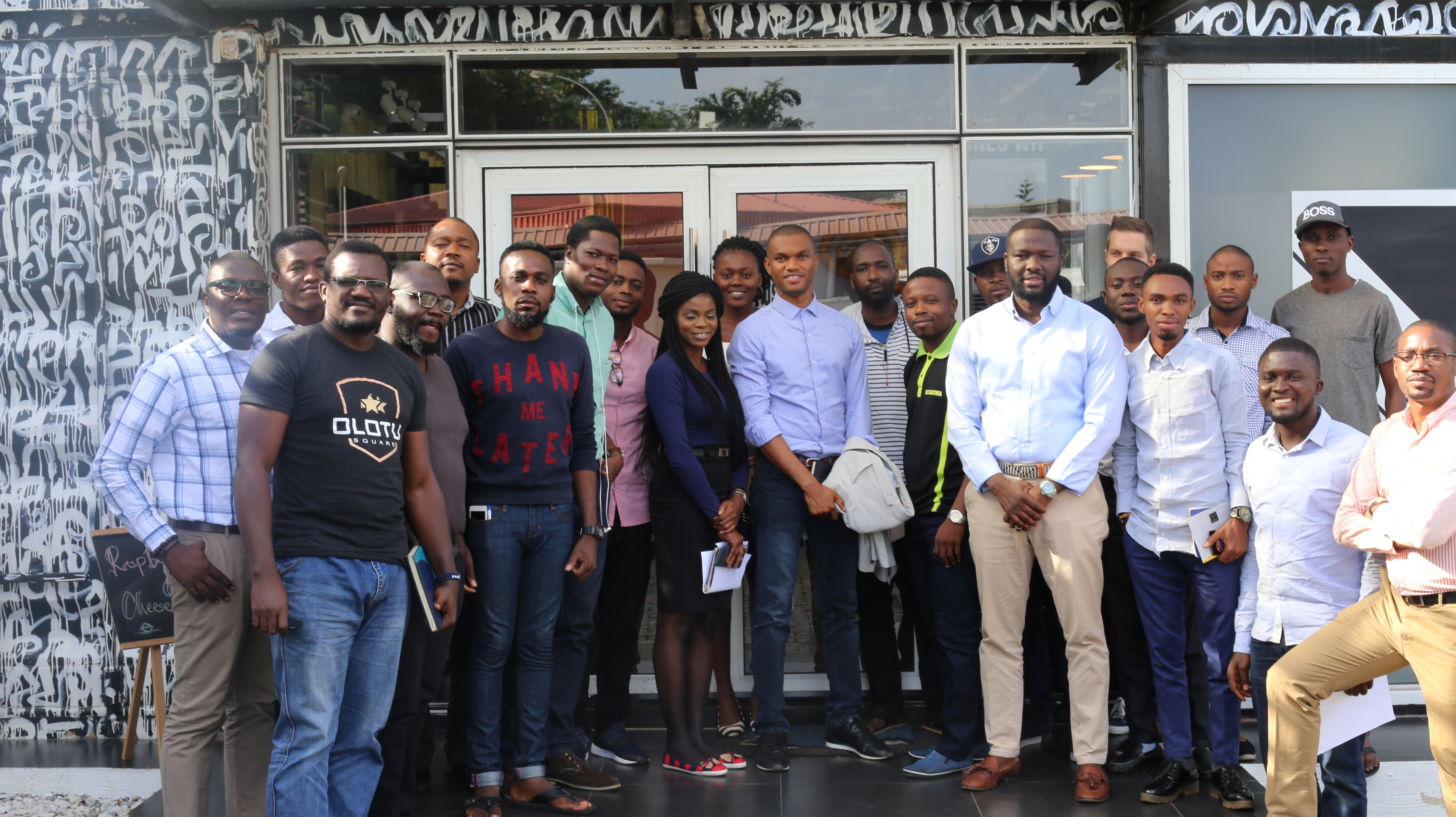 Kola Aina, the acceleration team and the companies during the second accelerator program.