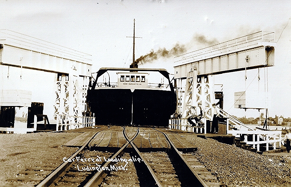 SS Pere Marquette No. 22 carferry at loading slip in Ludington, Michigan