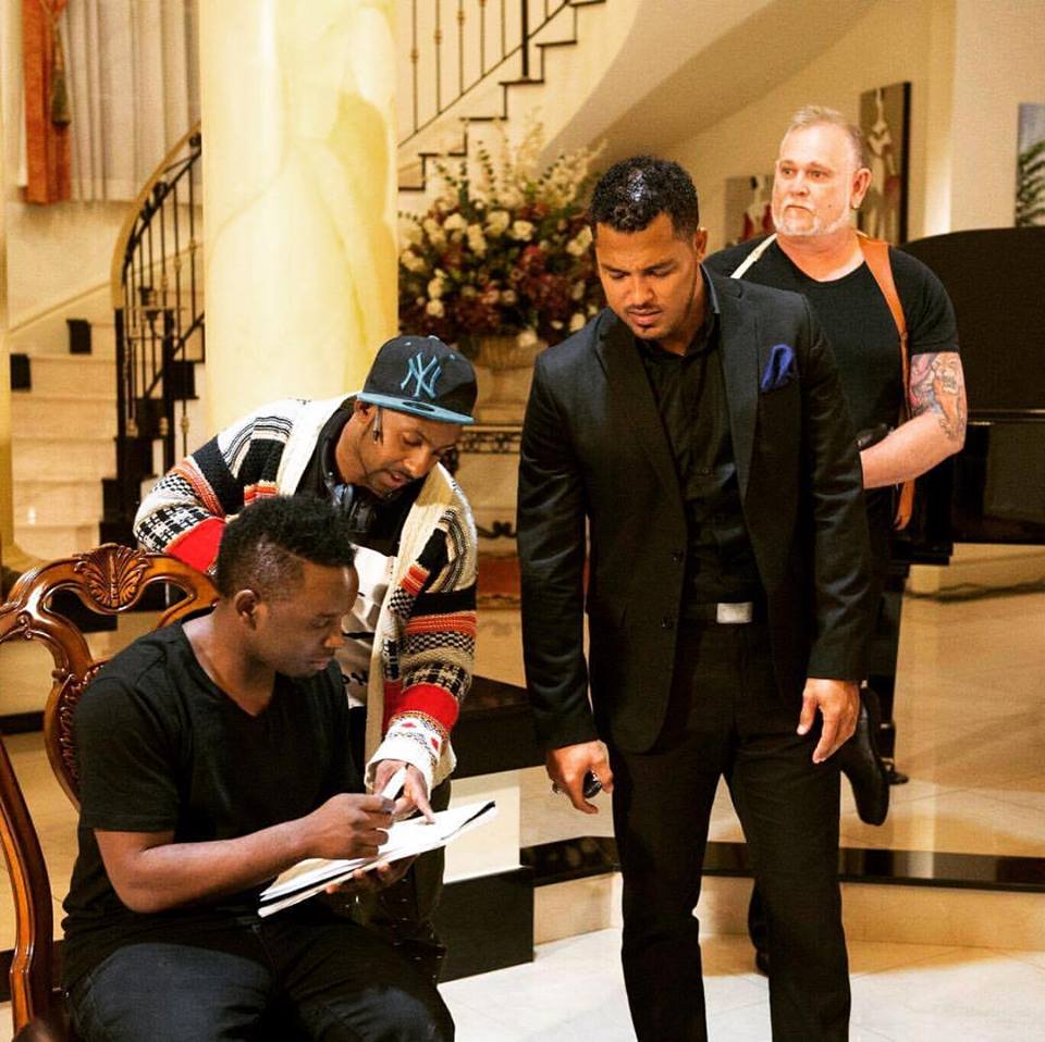 John K-ay, Prema Smith, Van Vicker and Kevin Marshall on set during the production of the film.