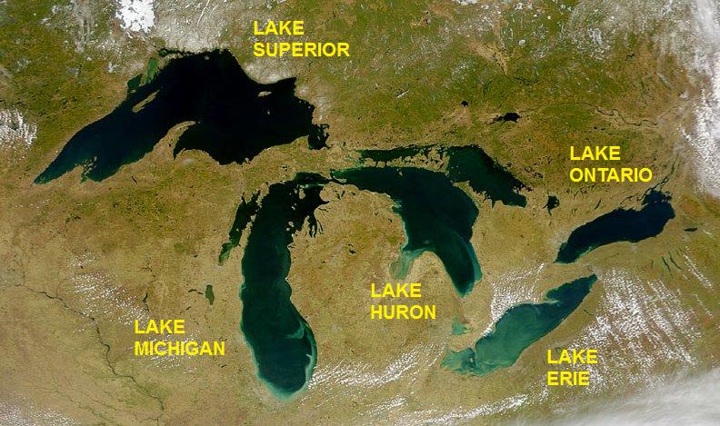 Satellite image of the Great Lakes, April 24, 2000