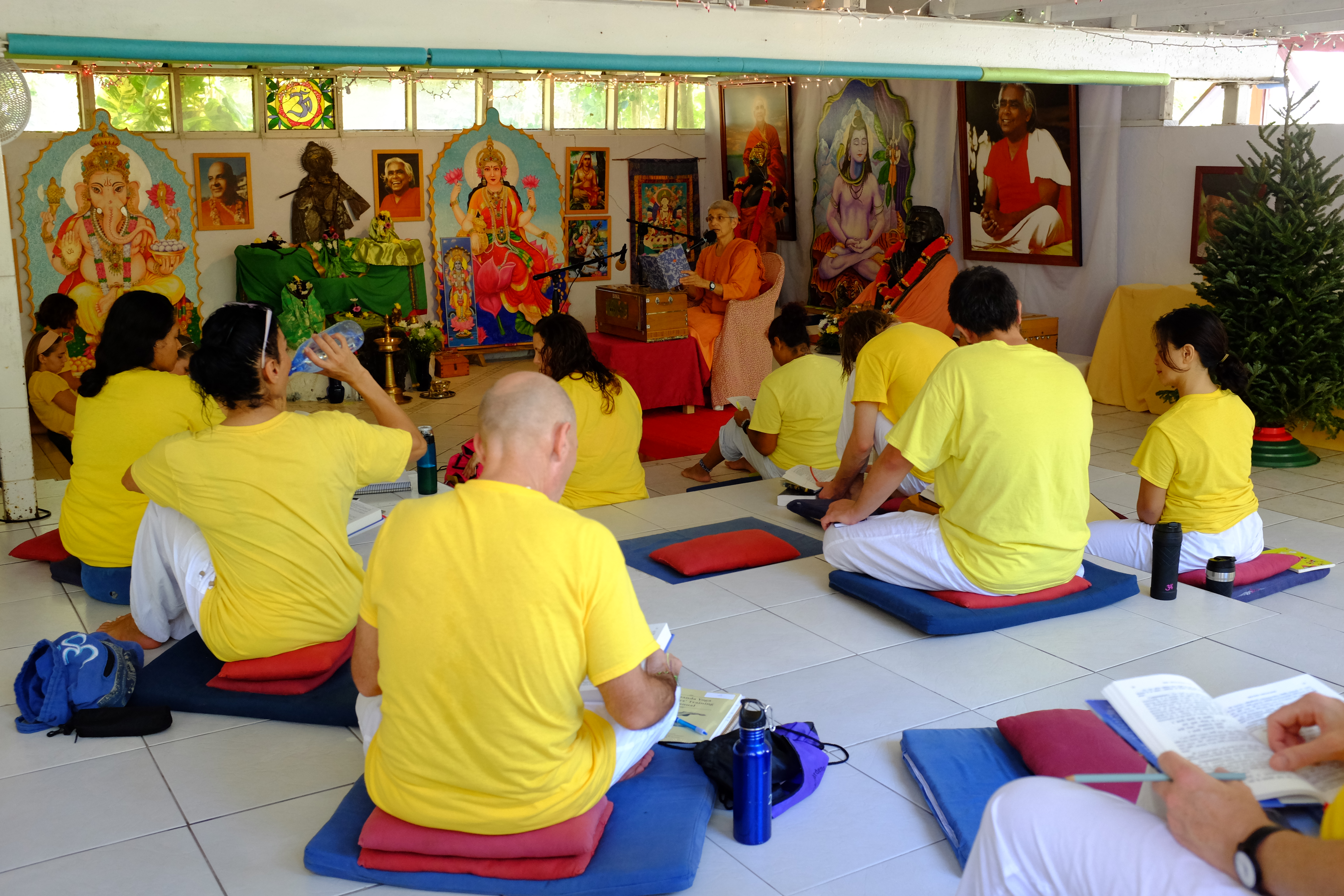 Lecture to Yoga Teacher Training students in the Main Temple