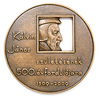 John Calvin, memorial medal by László Szlávics, Jr., 2008 John Calvin, memorial medal by László Szlávics, Jr., 2008