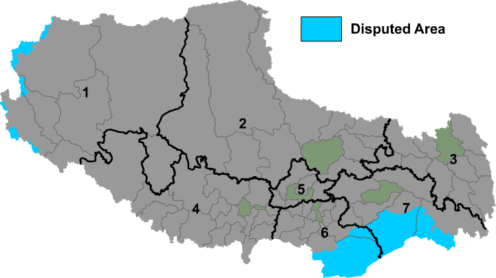 Map of prefectures of the Xizang Autonomous Region, more widely known as Tibet. It was formally established in 1965 to replace the Tibet Area, an administrative division the PRC inherited from the KMT regime, about 5 years after the dismissal of the Kashag by the PRC following the 1959 Tibetan uprising, and about 13 years from the Tibet's incorporation into the PRC in 1951. Unlike the Xinjiang Autonomous Region, there were no Construction Corps sent to Tibet. Strategic constructions for national security were carried out directly by the Chinese military (PLA). Before its incorporation into the PRC polity, the CCP had limited rule over Tibet. For further information, see History of Tibet (1950–present). Map of prefectures of the Xizang Autonomous Region, more widely known as Tibet. It was formally established in 1965 to replace the Tibet Area, an administrative division the PRC inherited from the KMT regime, about 5 years after the dismissal of the Kashag by the PRC following the 1959 Tibetan uprising, and about 13 years from the Tibet's incorporation into the PRC in 1951. Unlike the Xinjiang Autonomous Region, there were no Construction Corps sent to Tibet. Strategic constructions for national security were carried out directly by the Chinese military (PLA). Before its incorporation into the PRC polity, the CCP had limited rule over Tibet. For further information, see History of Tibet (1950–present).
