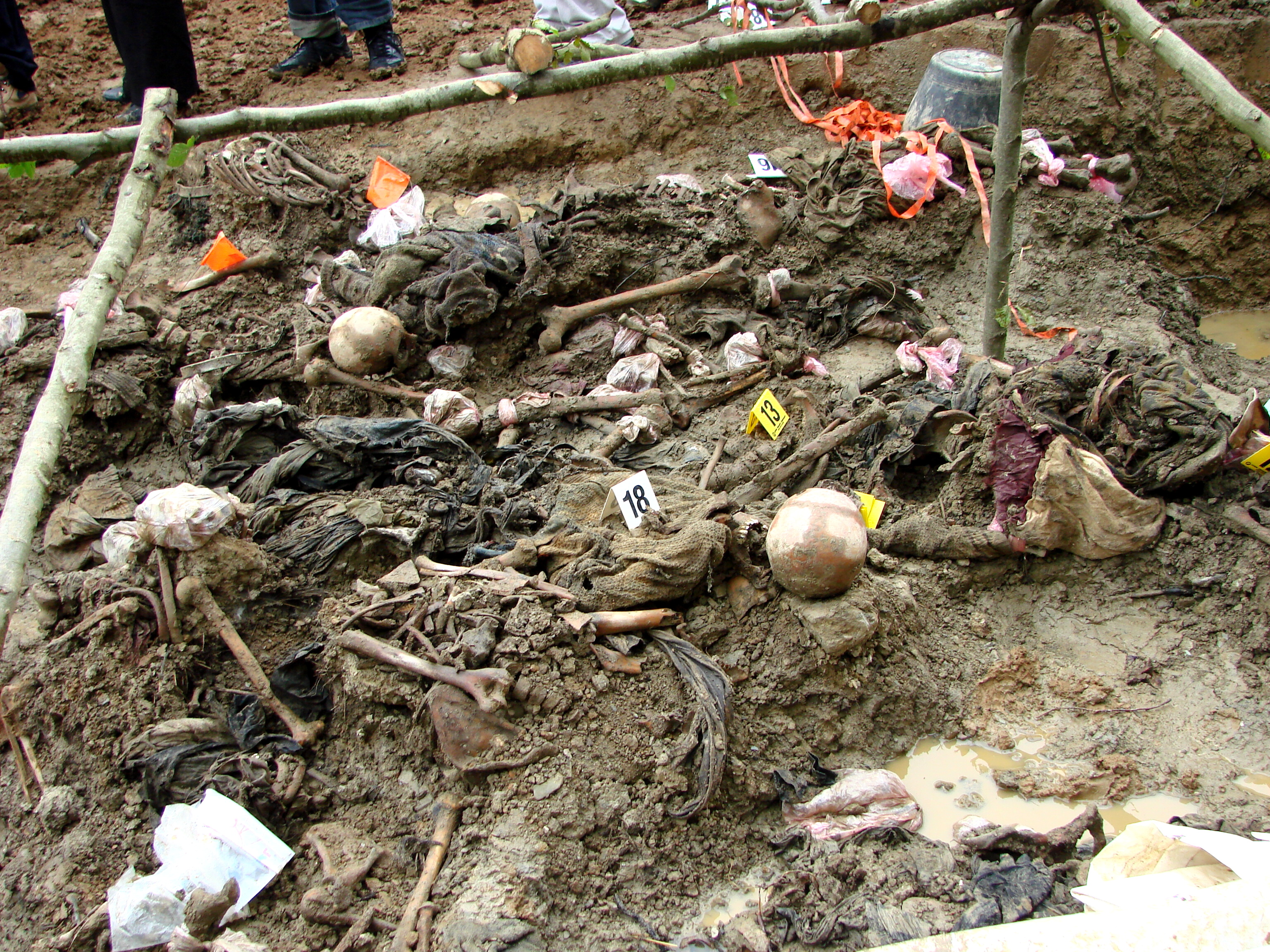 Mass grave where events of the Srebrenica massacre of Bosnian Muslims unfolded