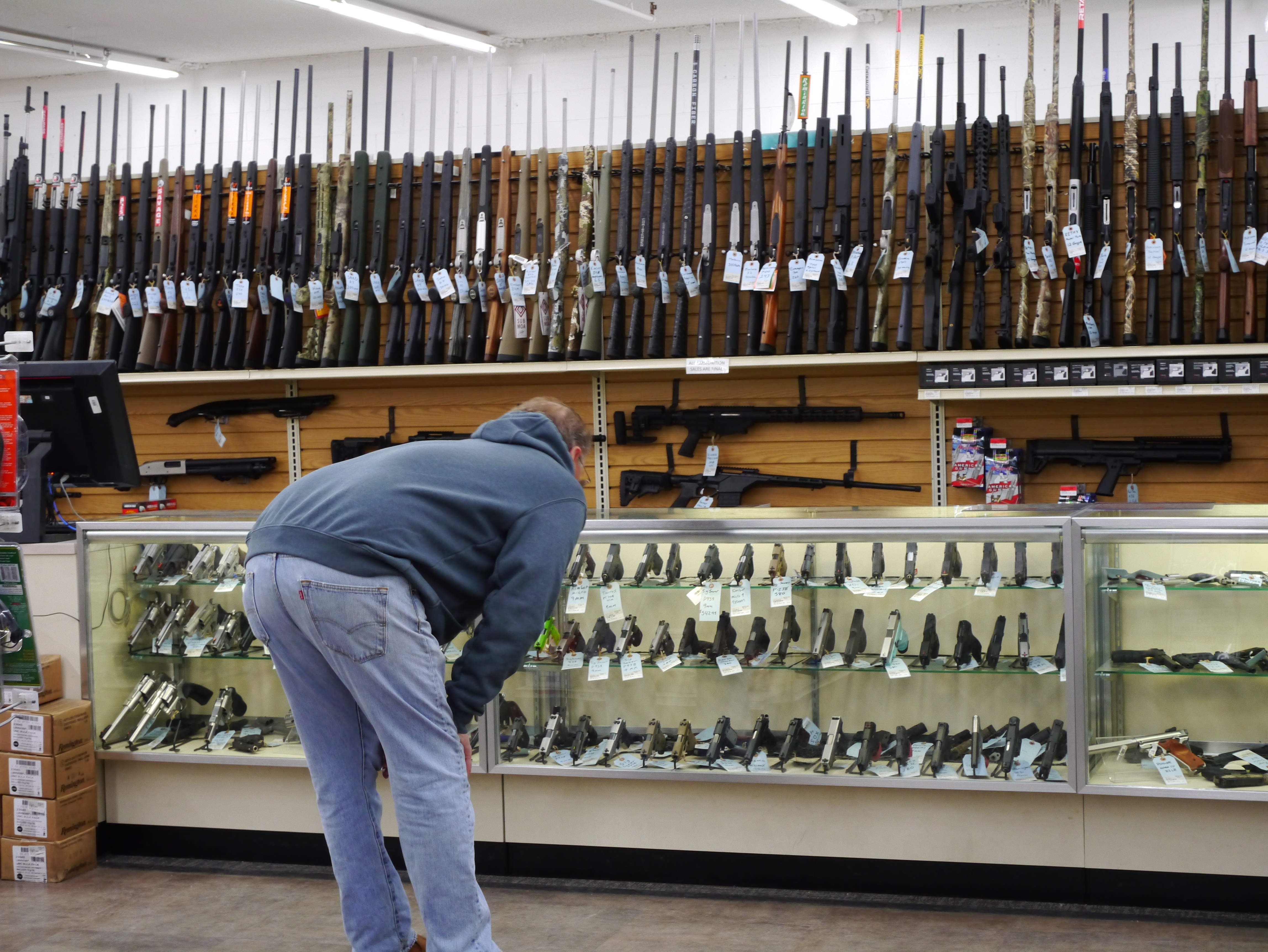 Gun section in a typical U.S. store Gun section in a typical U.S. store