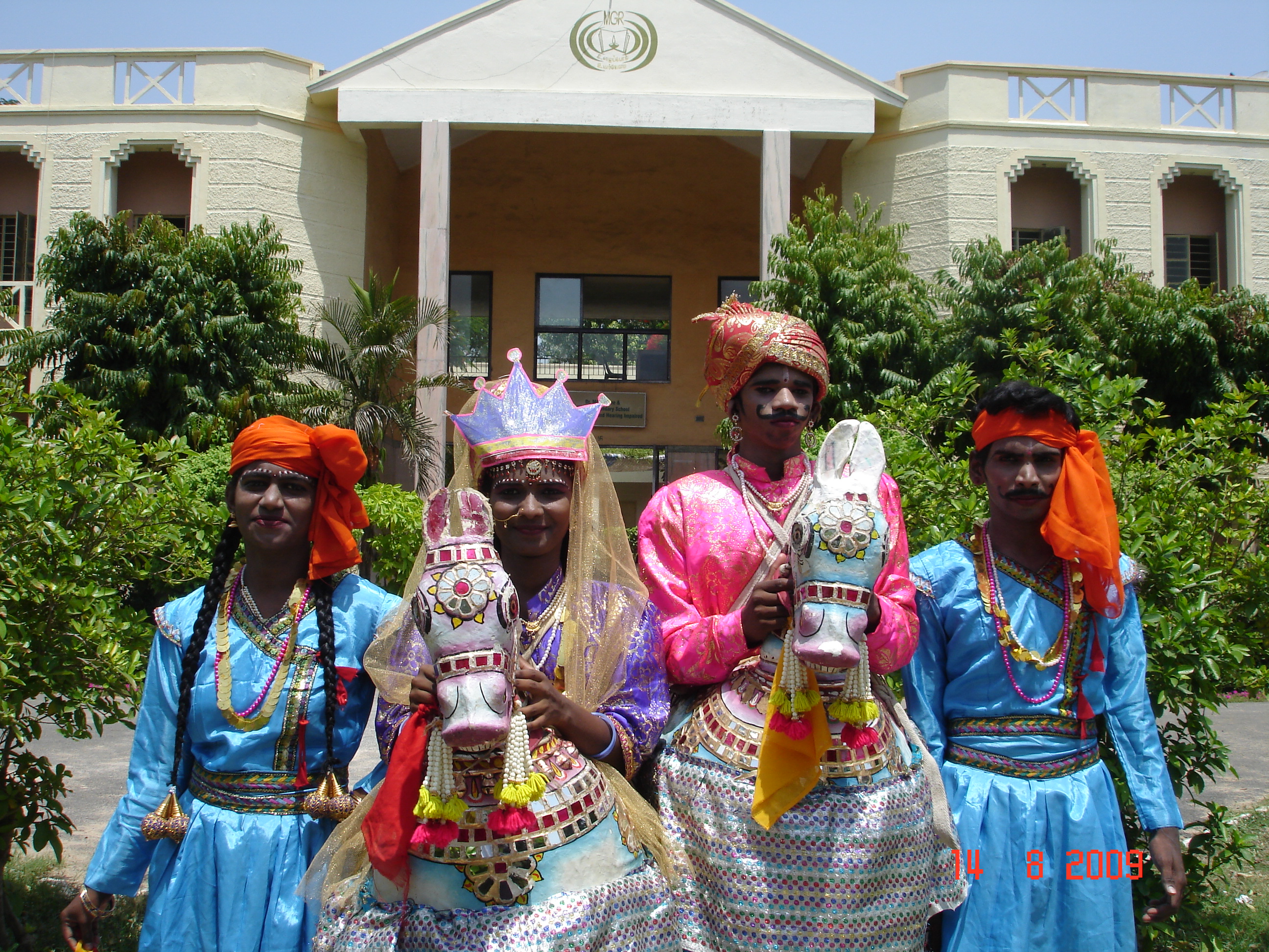 Traditional dance like a horse known as Poi Kal Kudirai by the school students Traditional dance like a horse known as Poi Kal Kudirai by the school students