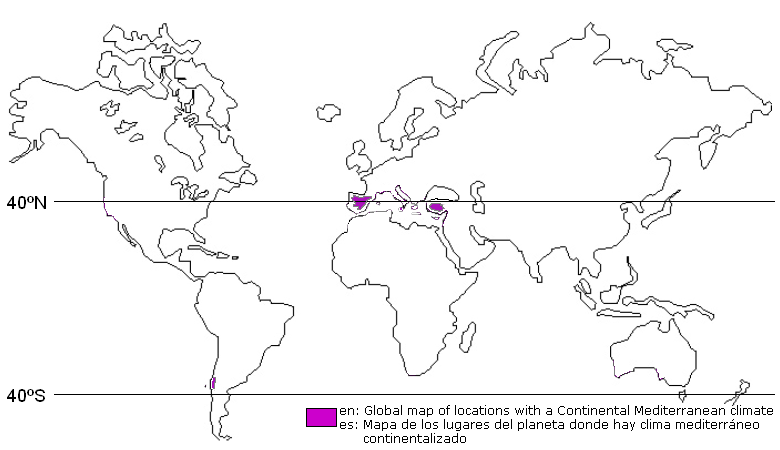 Regions with continental Mediterranean climates Regions with continental Mediterranean climates