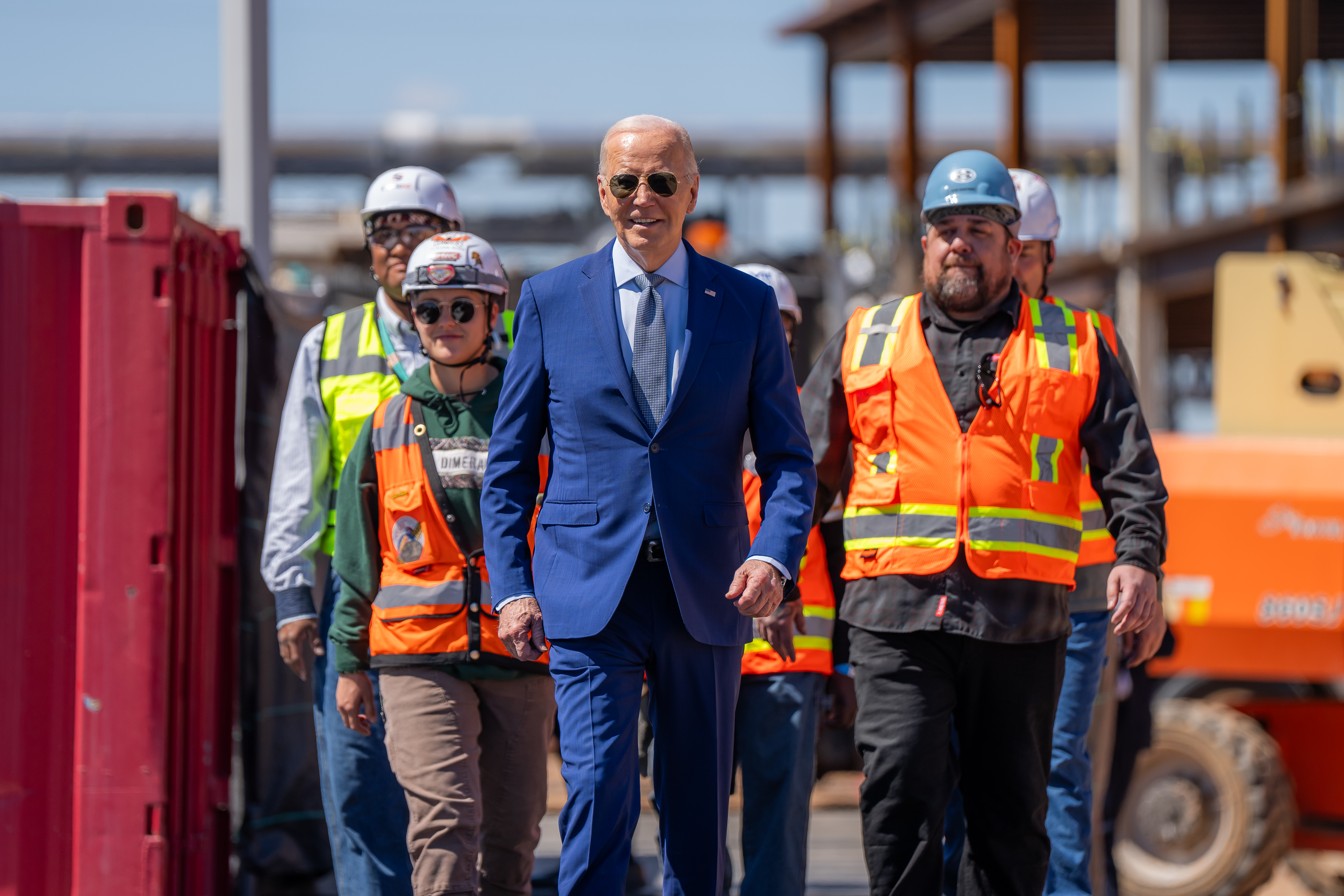 President Joe Biden touring the construction of a semiconductor manufacturing facility largely funded and expedited by the CHIPS & Science Act