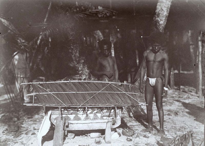 Example of a grave in a wooden coffin at Wari Beach, 1907.