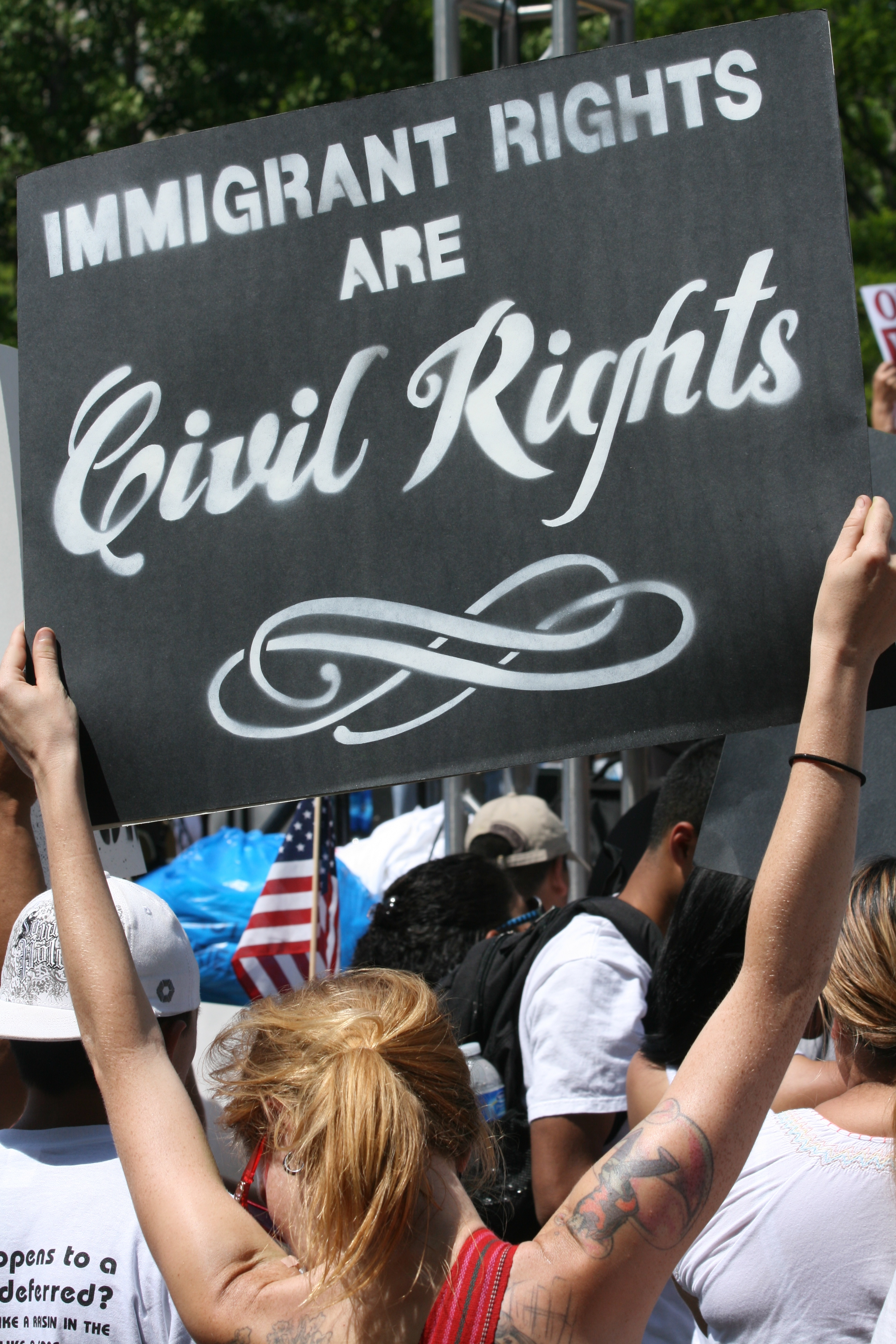 Protesters in Washington D.C. protesting immigration reform policies (2010). 