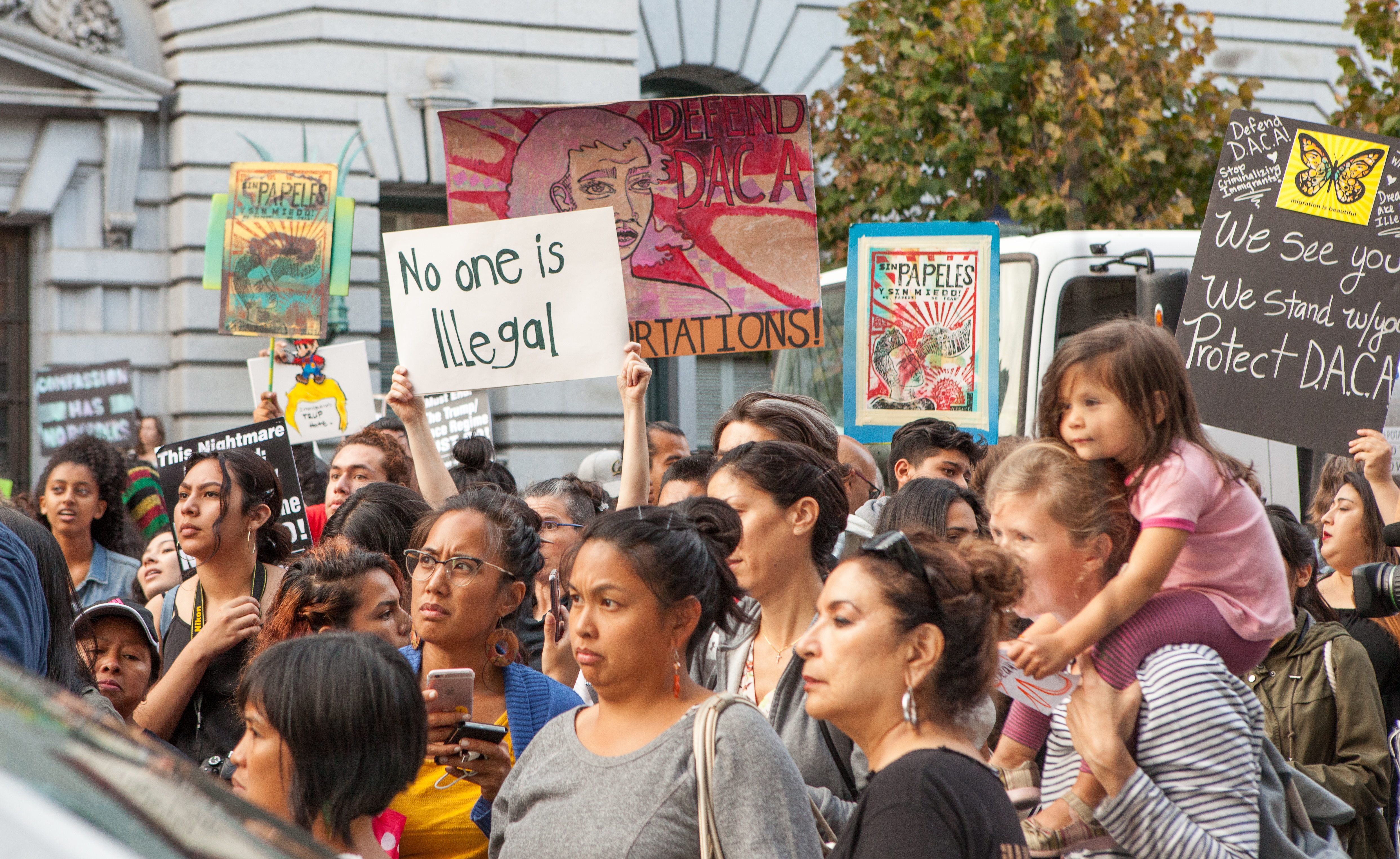 Protesters gather for a DACA rally in San Francisco. 