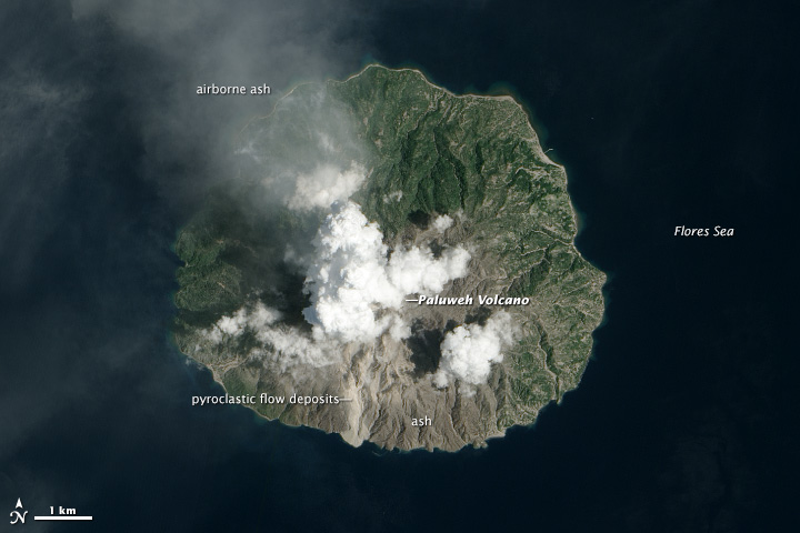 Palue Island, with Mount Rokatenda in the center, the homeland of the Palue people.