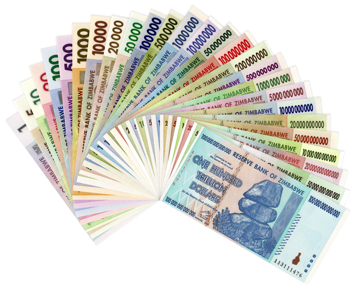 Figure 1: The monetary range of Zimbabwean Dollars that increased during the period of hyperinflation. 