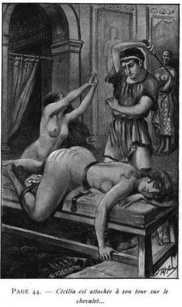 Louis Malteste illustration on a Jean de Virgan book representing a flogging in Ancient Rome.