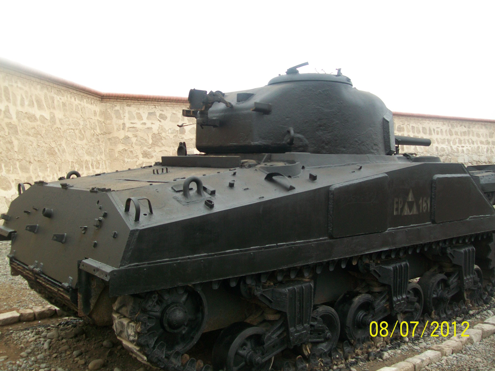 Sherman tank, of the same type as the one present at Campo de Mayo.