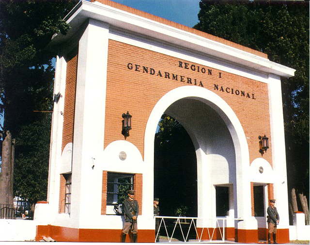 One of the entrance gates to the Campo de Mayo military camp in Buenos Aires.