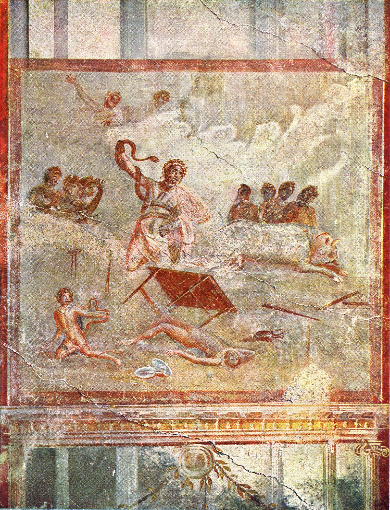Mural fresco belonging to the House of the Menander, located in Pompeii, depicting the moment when Laocoön and his sons are attacked by snakes