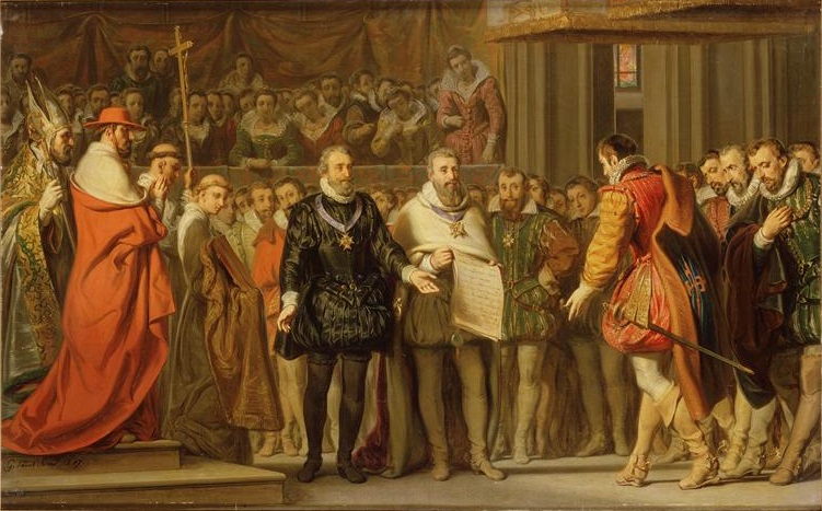 Signature du traité de paix de Vervins by Gillot Saint-Evre (1837)