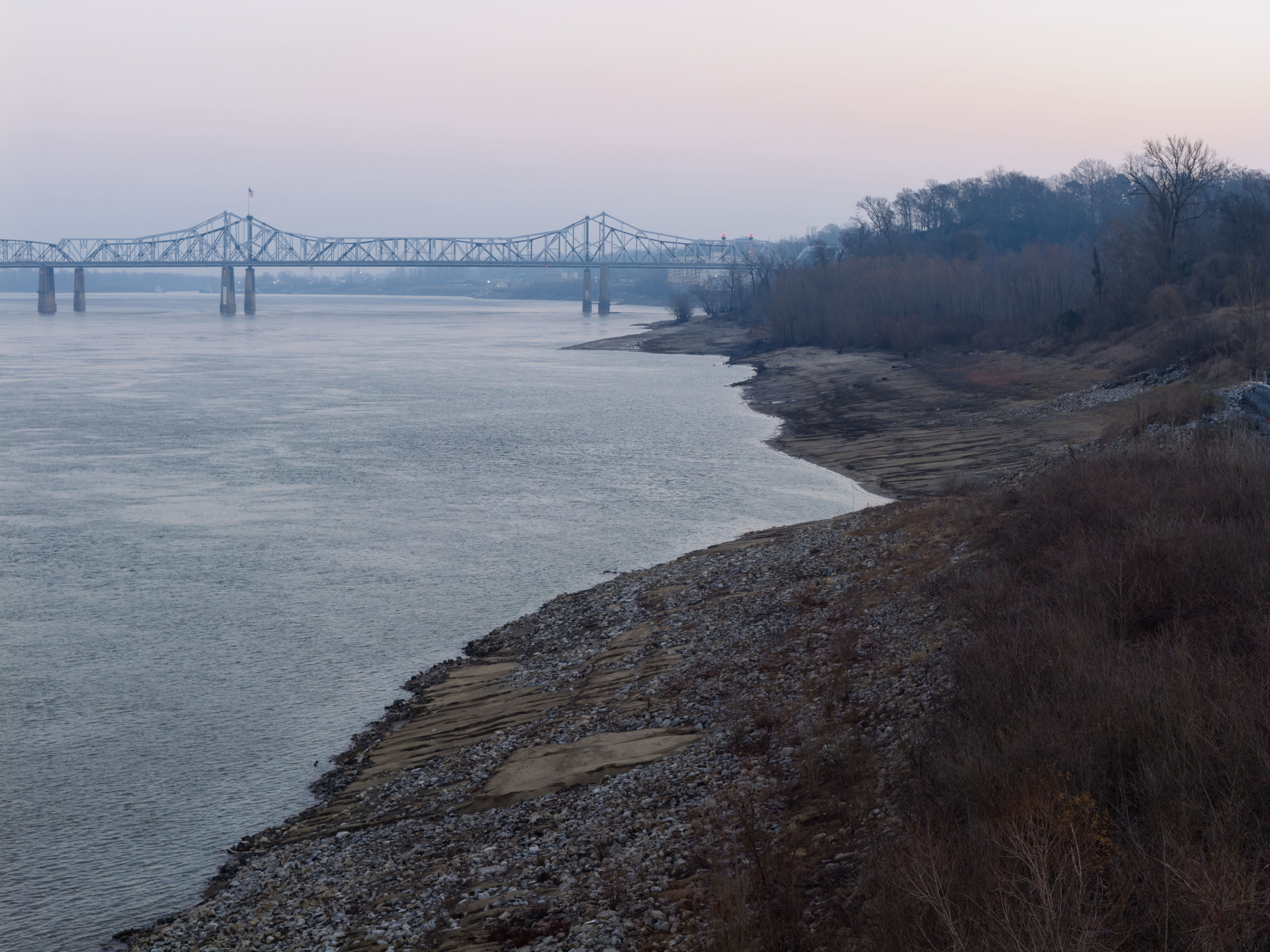 Mississippi River Bridge riverbank Mississippi River Bridge riverbank