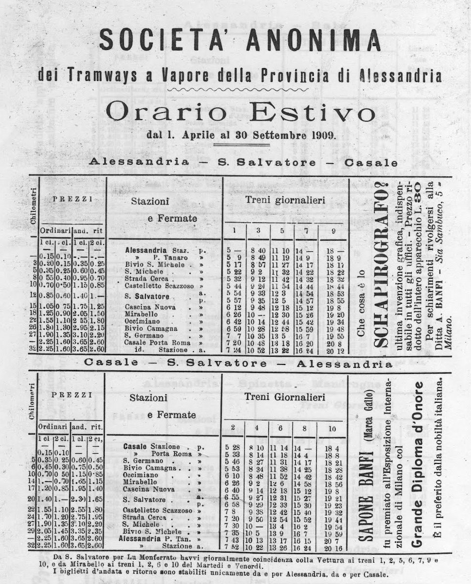 Alessandria–Casale timetable|left