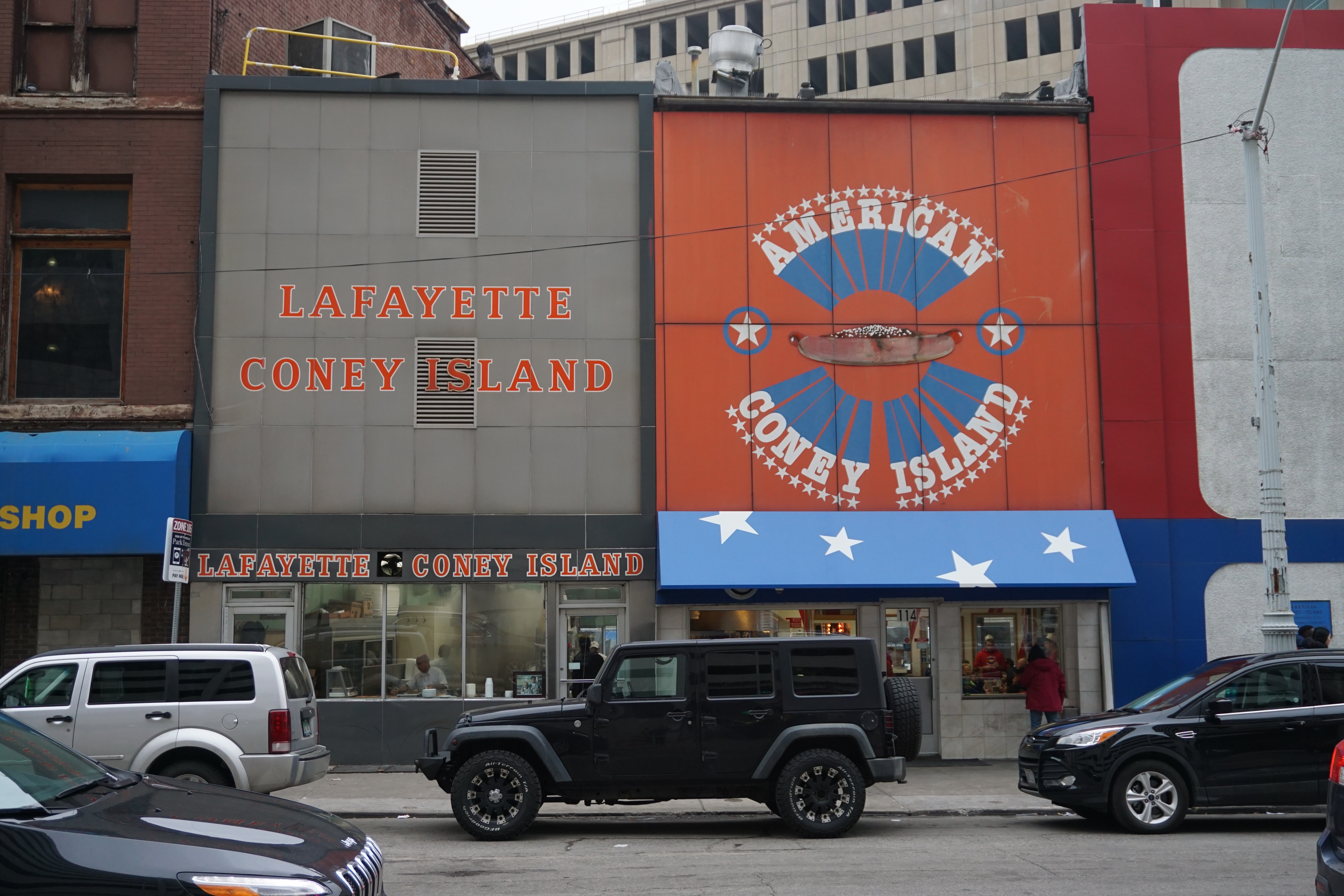 Lafayette Coney Island (left) and American Coney Island (right) in downtown Detroit